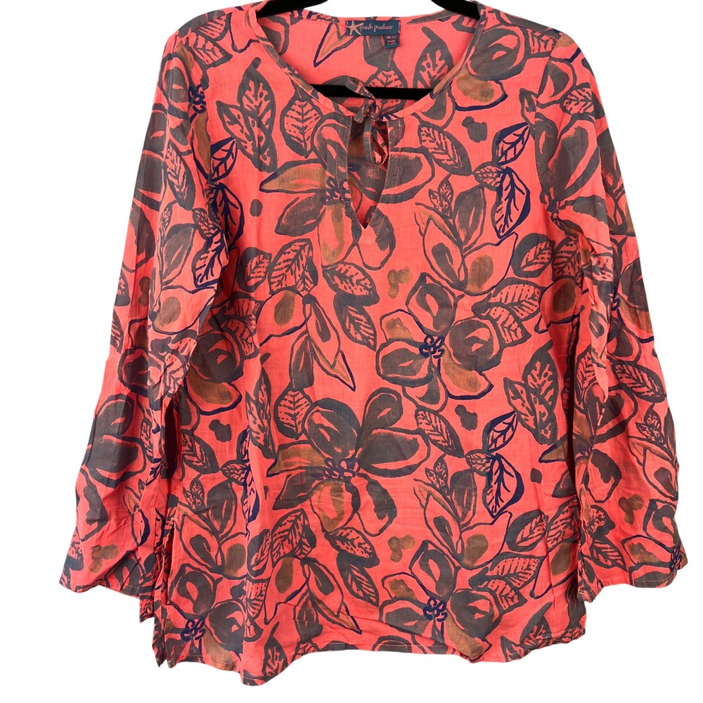 Fresh Produce Beachside Blooms Cotton Tunic Top Sunkissed SZ M Resortwear Cruise